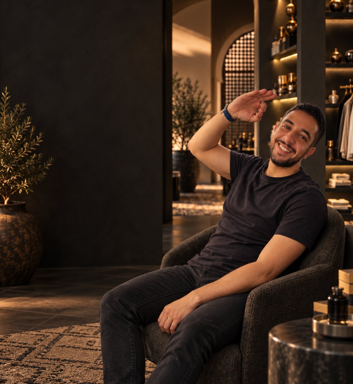 Commerçant marocain dans sa boutique